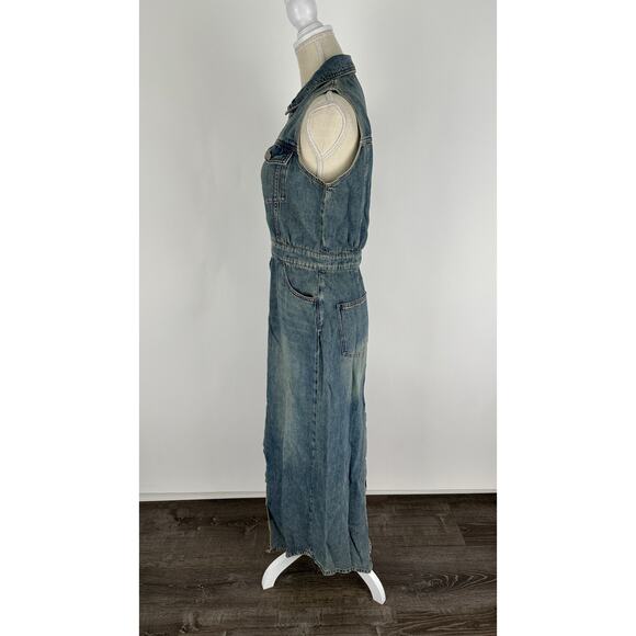 Urban Revivo Split Hem Sleeveless Denim Dress Blue Womens 8 New Jean - Picture 9 of 15